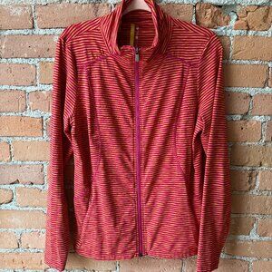 Lole Red with Orange and Yellow Stripes Full Zip Athletic Jacket Size XL